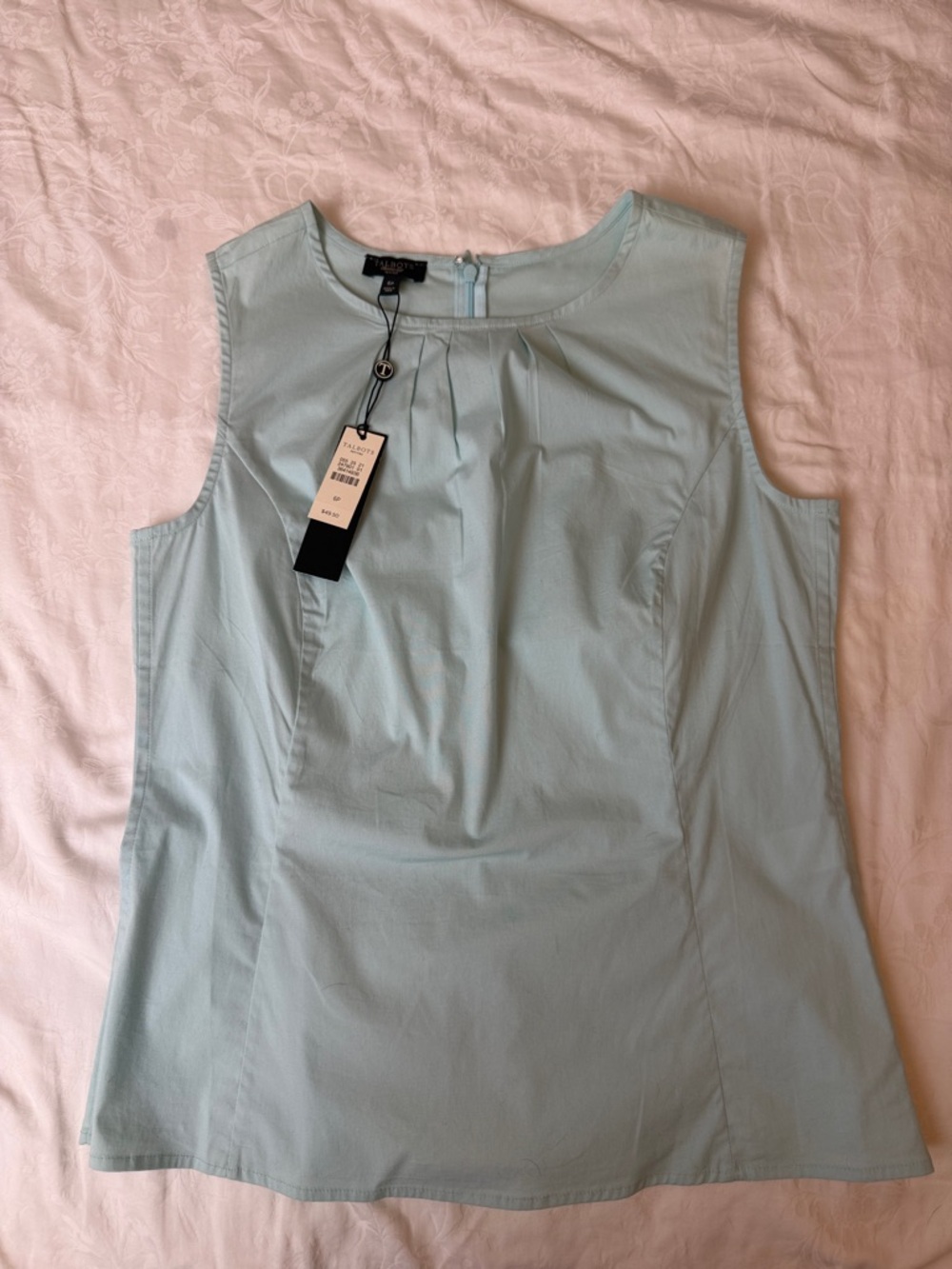Talbots Light Blue Sleeveless Pleated Shell Top NWT sz6